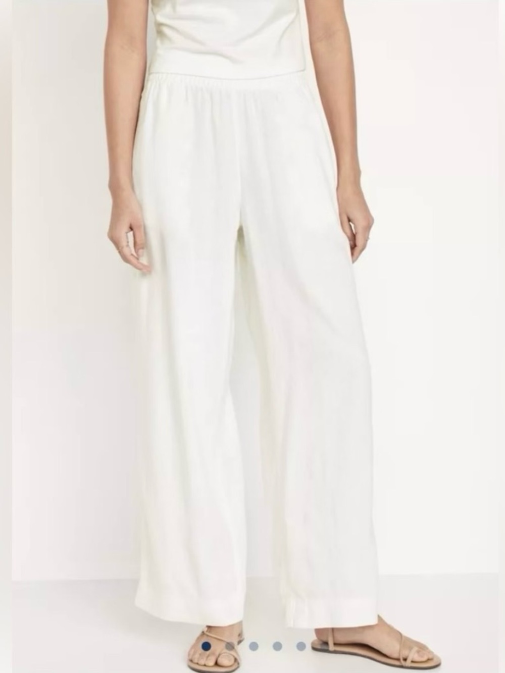 Old Navy White Wide-Leg Elastic Waist Pants Sz L.               Bx3